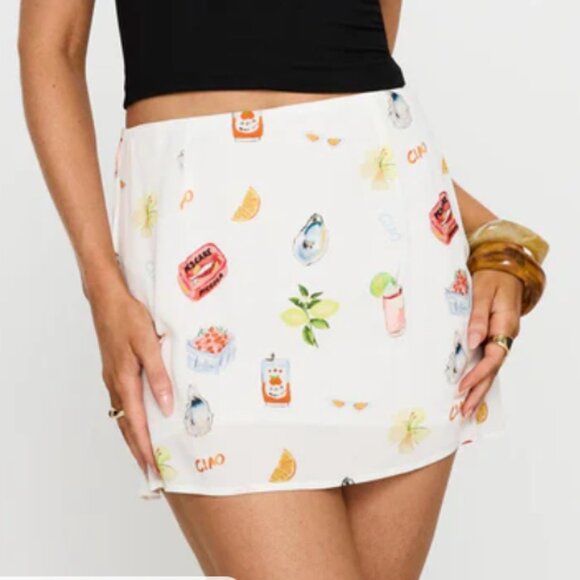 *NWT* Princess Polly Caraliia Mini Skirt White/Coastal - Picture 1 of 5